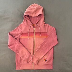 Aviator Nation Zip Up Hoodie Medium Faded Berry